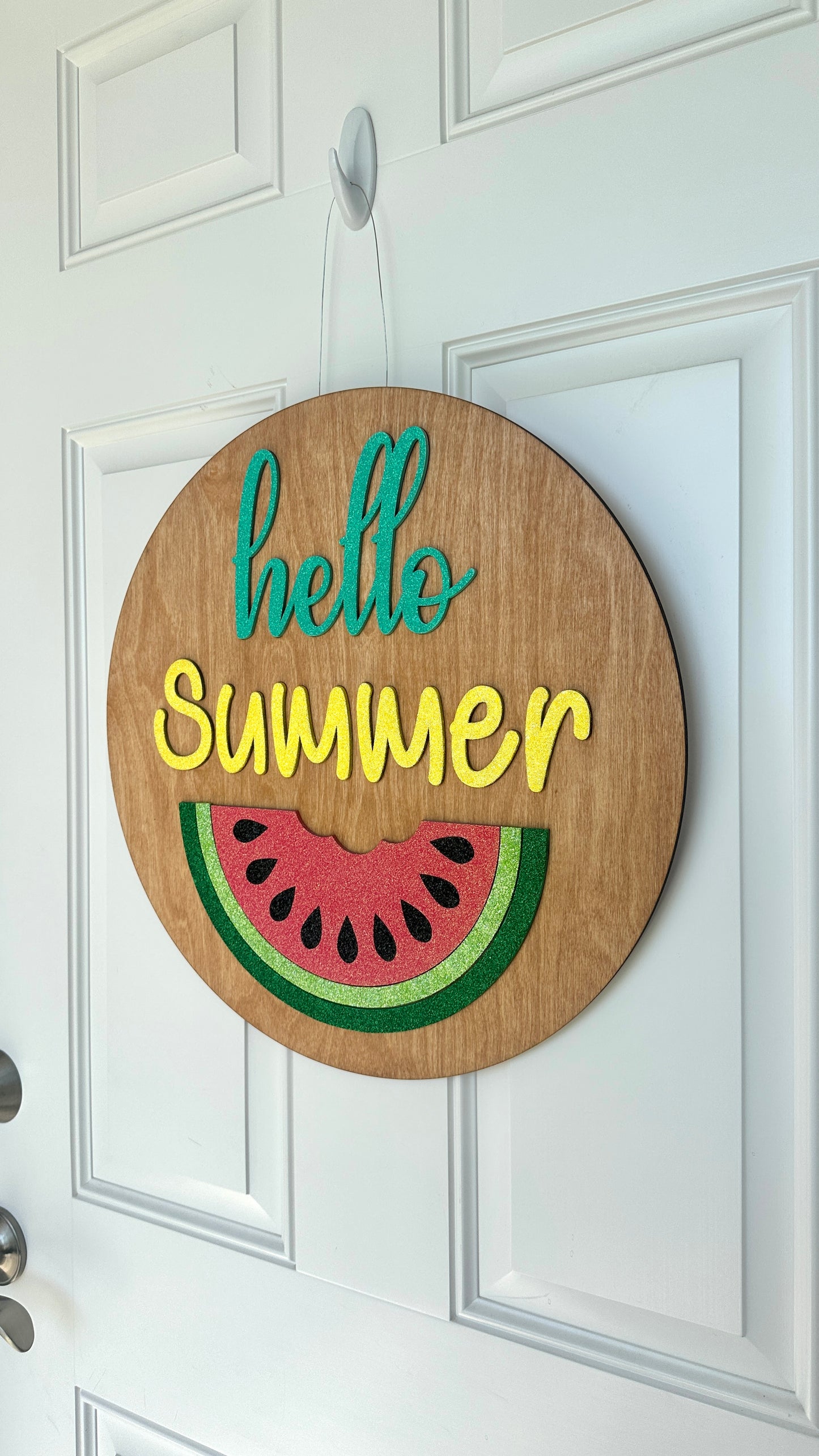 Glitter Hello Summer Door Hanger  | Watermelon