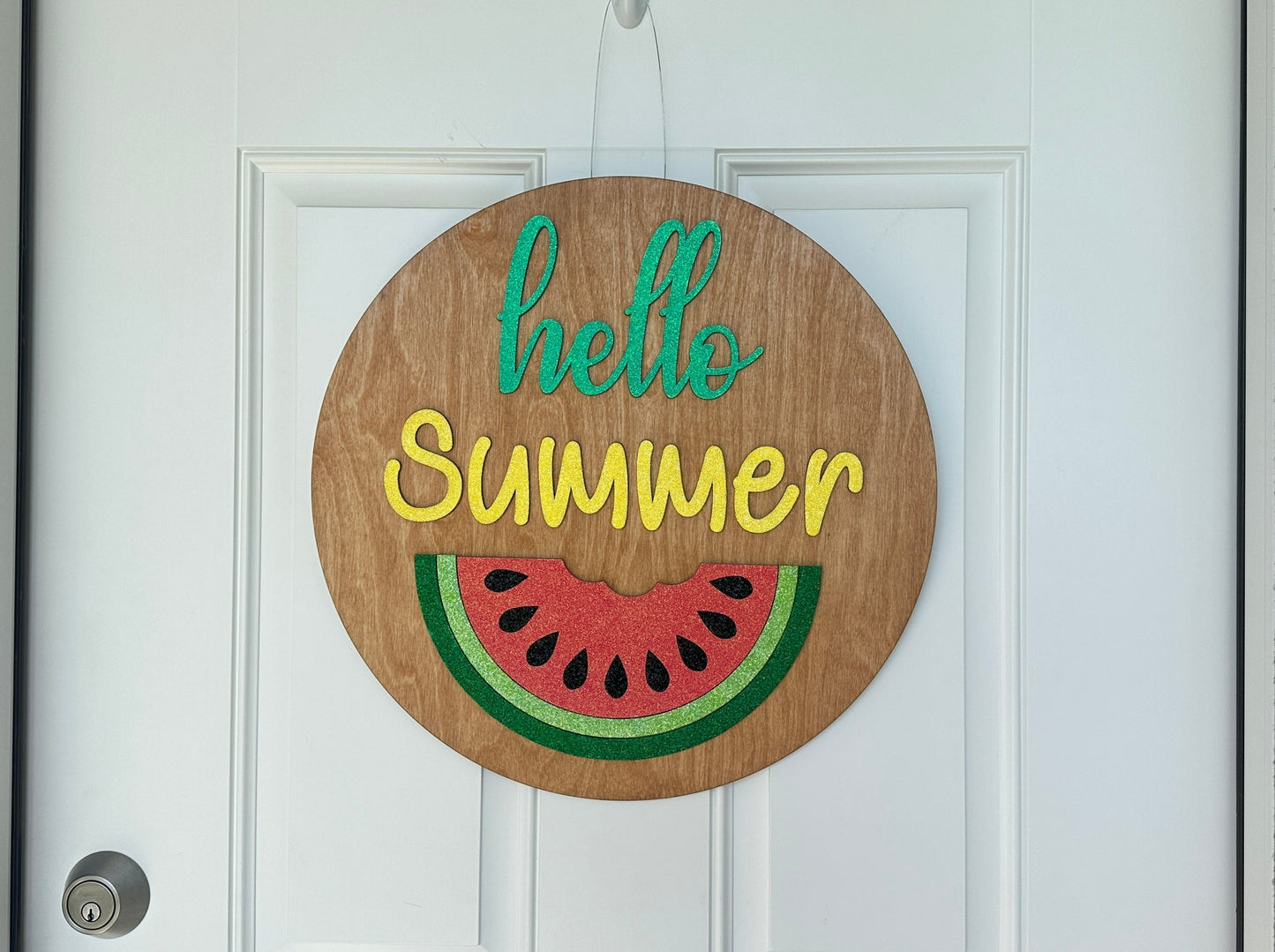 Glitter Hello Summer Door Hanger  | Watermelon