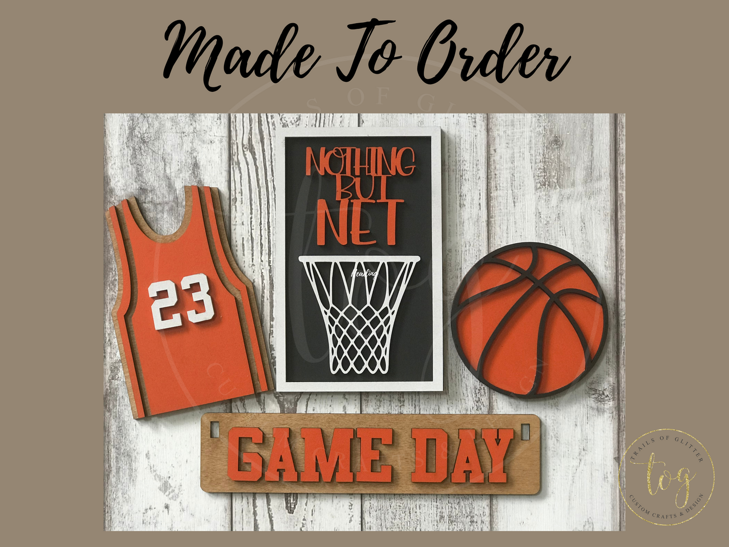 Basketball | Game Day Shelf Sitter Insert | Interchangeable Add On | Made to Order