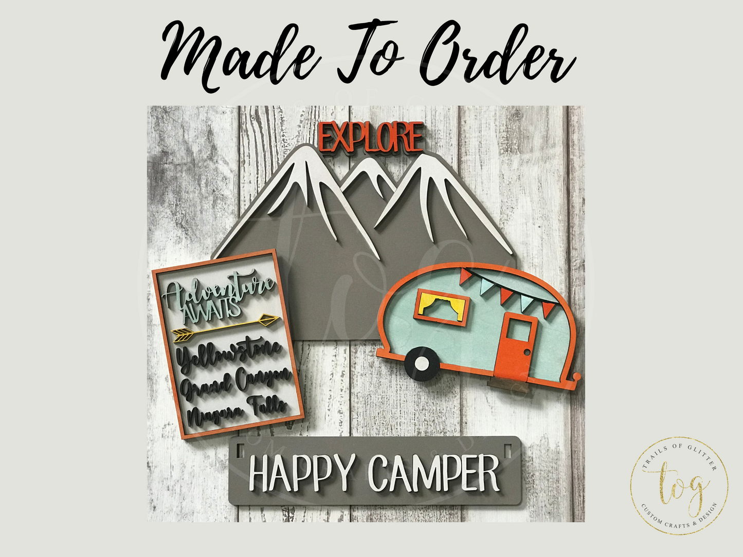 Happy Camper Sitter Insert | Interchangeable Add On | Made to Order