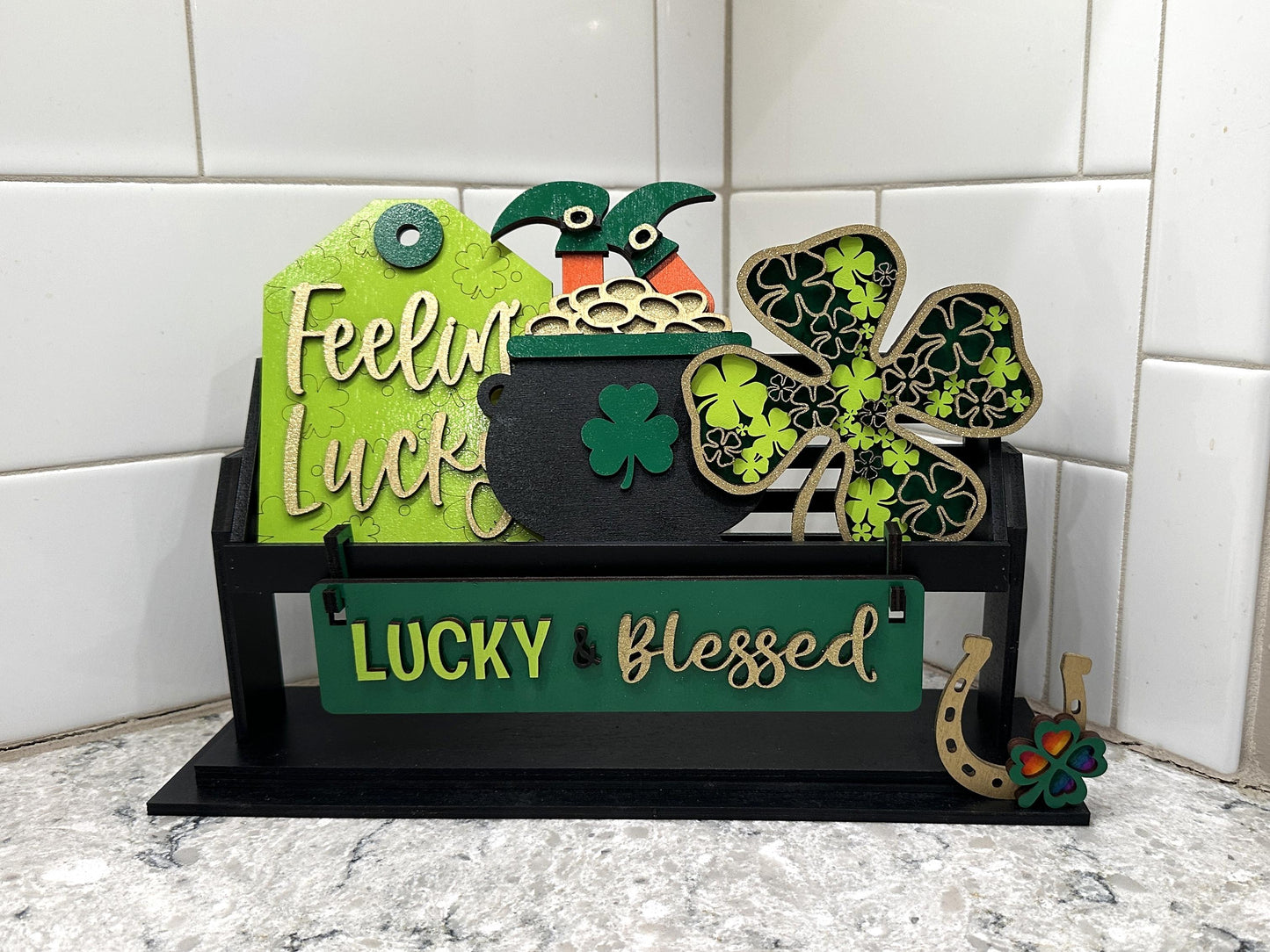 St. Patrick’s Day | Lucky & Blessed | Shelf Sitter Insert | Interchangeable Add On