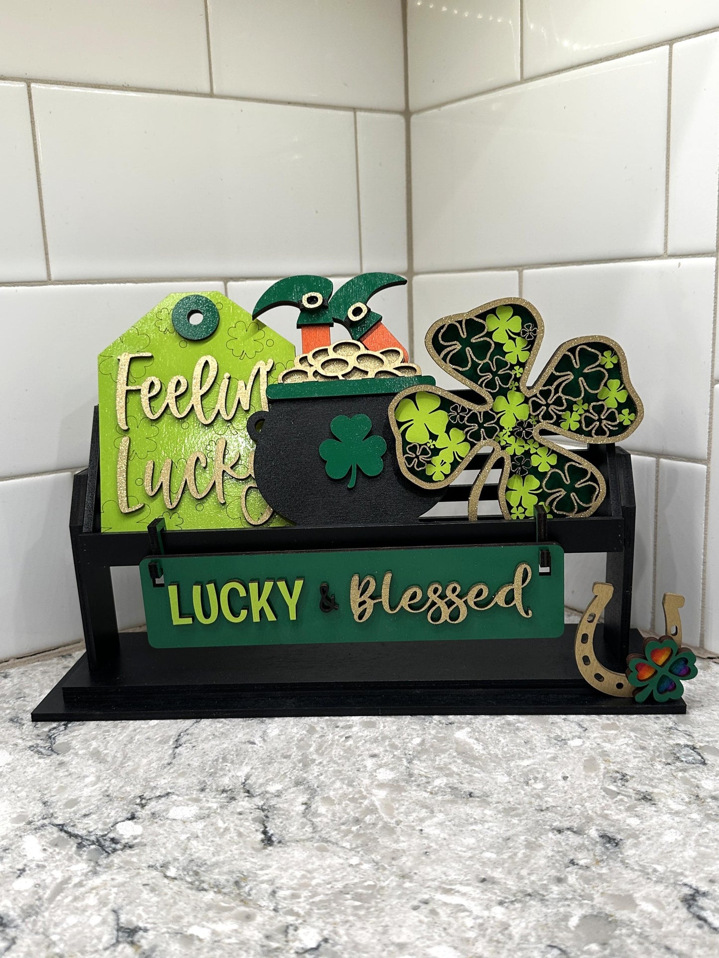 St. Patrick’s Day | Lucky & Blessed | Shelf Sitter Insert | Interchangeable Add On