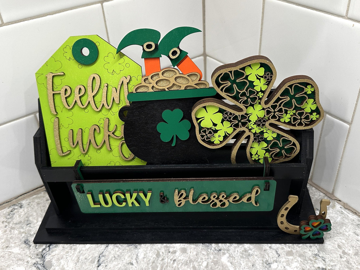 St. Patrick’s Day | Lucky & Blessed | Shelf Sitter Insert | Interchangeable Add On