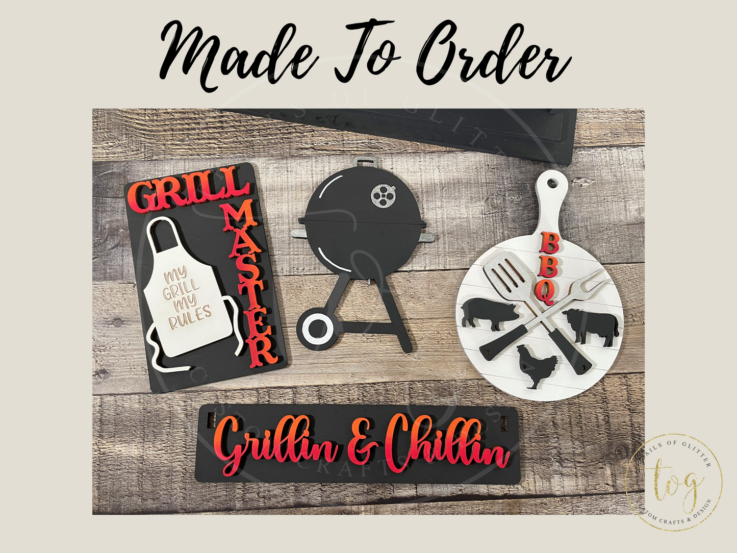 Grillin & Chillin Shelf Sitter Insert | Interchangeable Add On | Made to Order