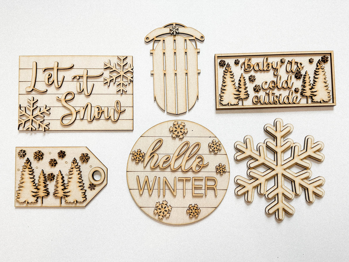 Hello Winter | Tiered Tray Stand | Decorate Your Own