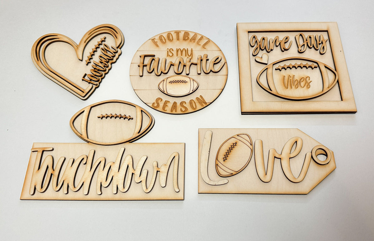 Football Love | Tiered Tray DIY Kit | Unfinished Paint Your Own