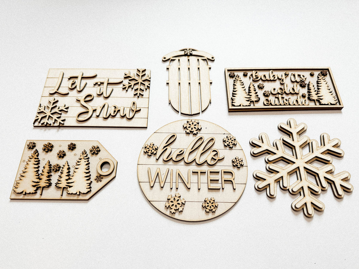 Hello Winter | Tiered Tray Stand | Decorate Your Own